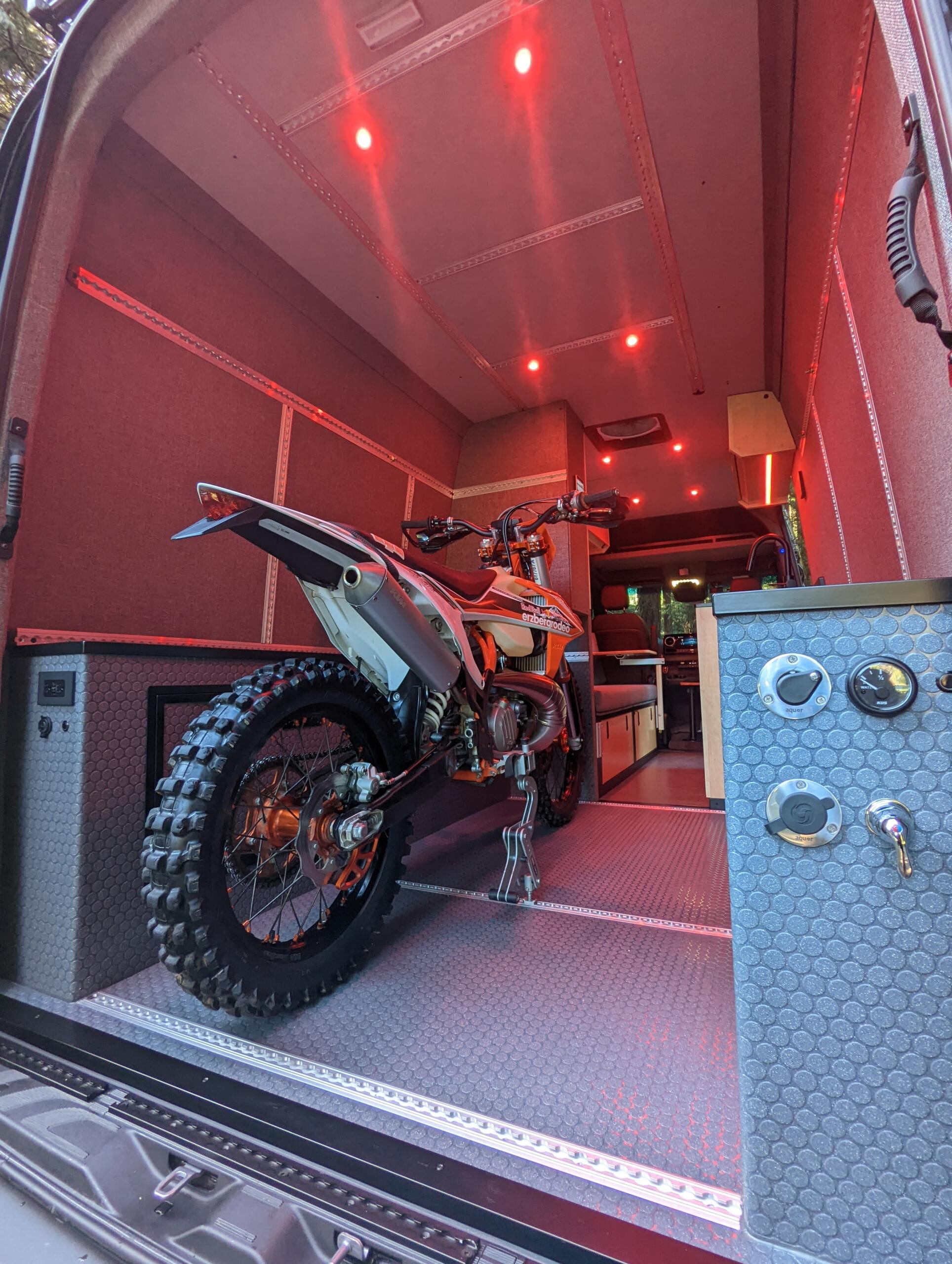 CARRVE Custom sprinter and Moto Cinch strapless tie downs