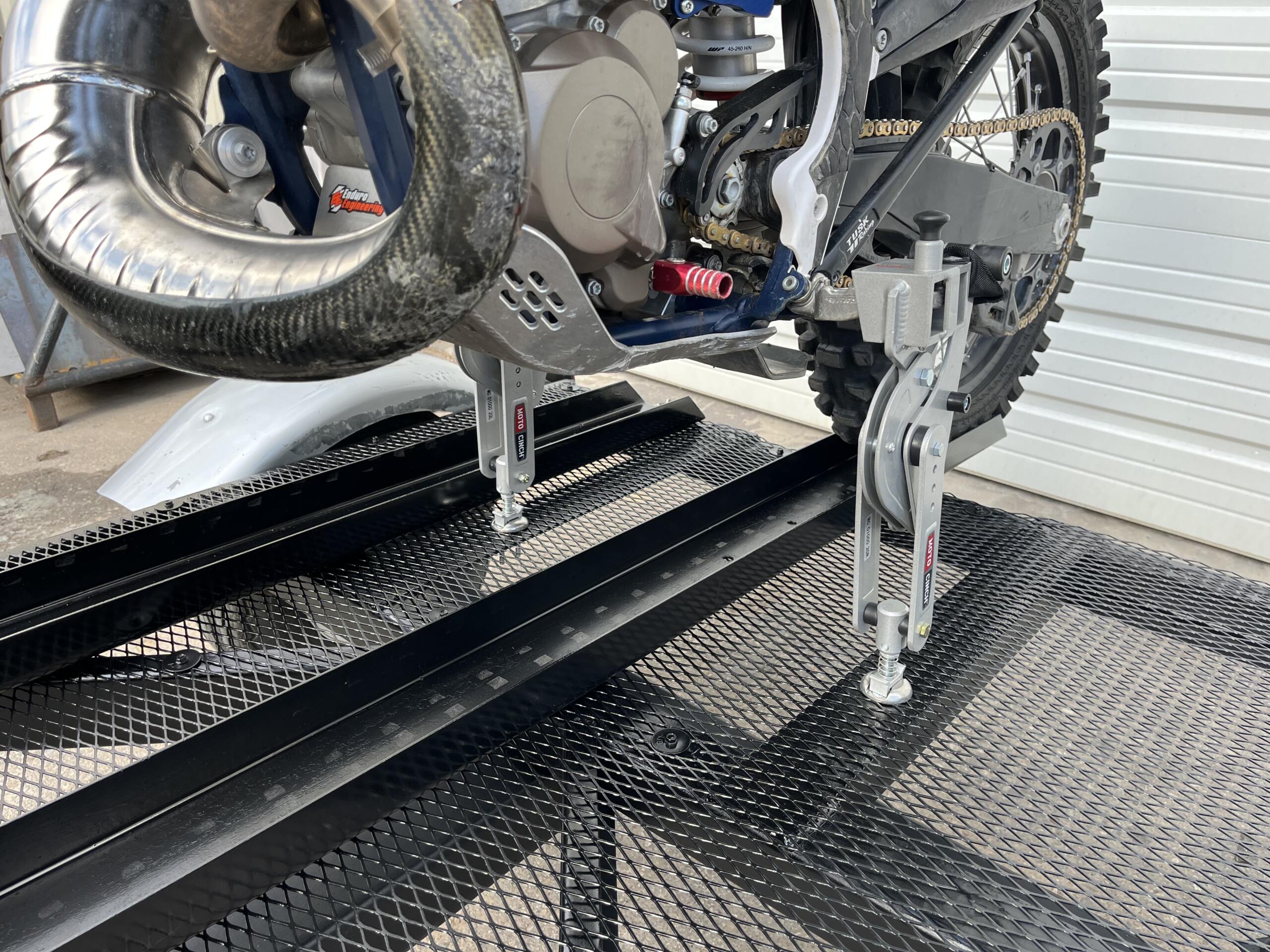 Moto Cinch strapless tie downs for dirt, street, ADV and sport bikes!