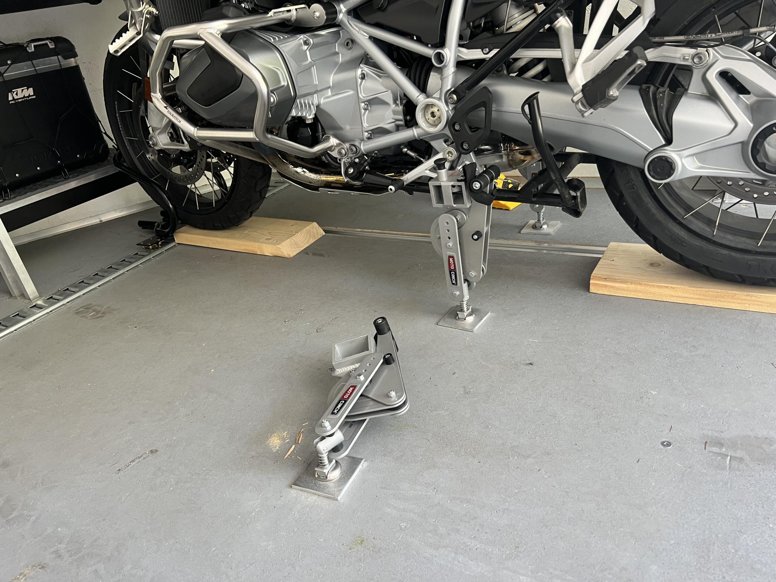 Moto Cinch strapless tie downs for dirt, street, ADV and sport bikes!